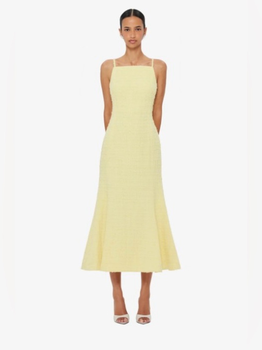 LEO LIN Regina Yellow Mermaid Tweed Midi Dress AU8/US4 NWOT